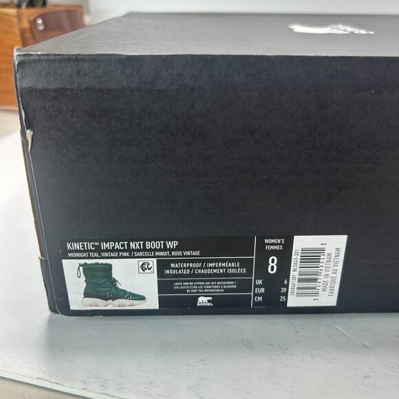 Sorel Kinetic Impact NXT Boots Waterproof Midnight Teal/Vintage Pink Women's 8 - Picture 10 of 10